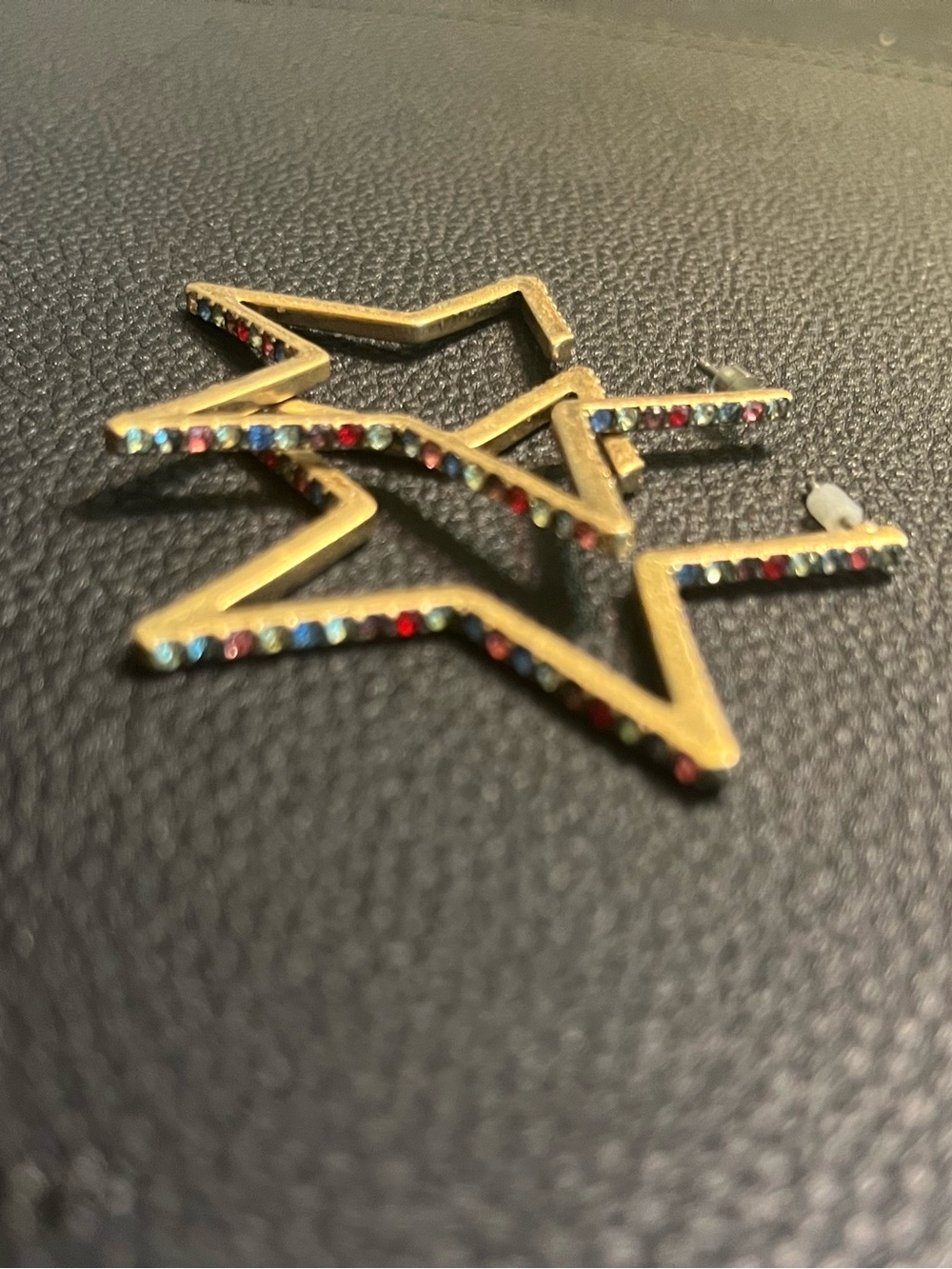EUC Gold Star Earrings with Multicolor Rhinestones